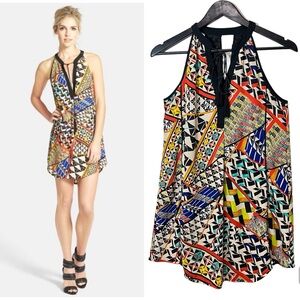 Astr Colourful Geometric Pattern Mini Dress - Size XS